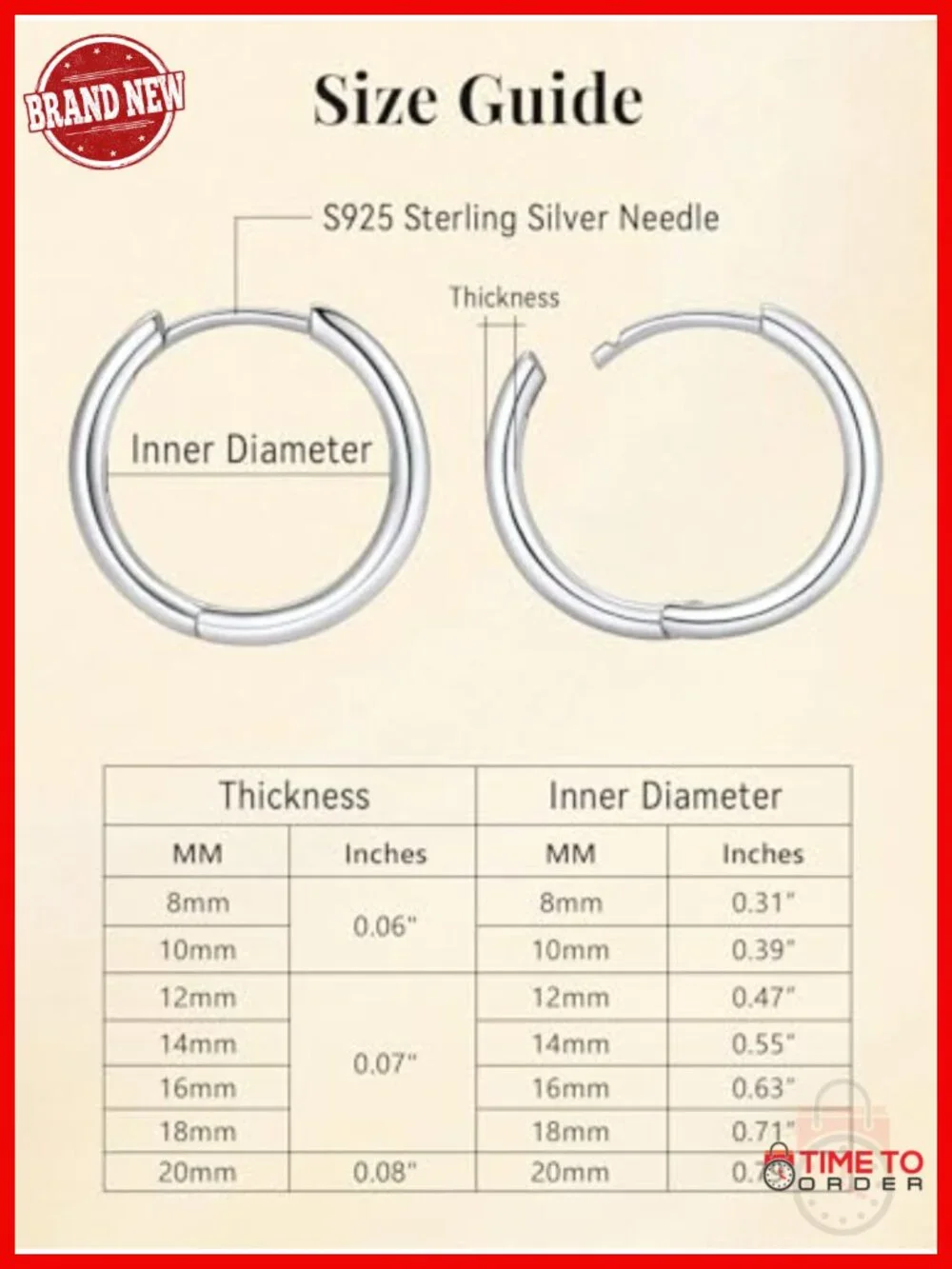 925 Sterling Silver Small Huggie Hoop Earrings - Multiple Sizes